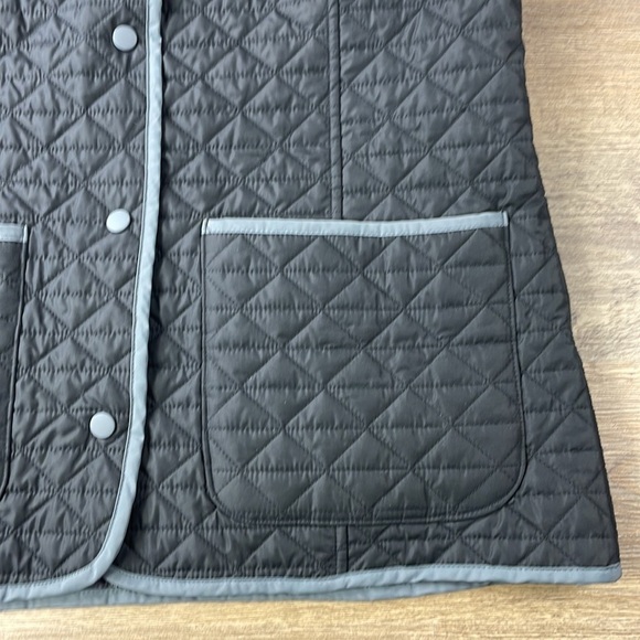 Lands’s End Women’s Reversible Quilted Vest, Black/Grey, Floral, size medium - Picture 7 of 10